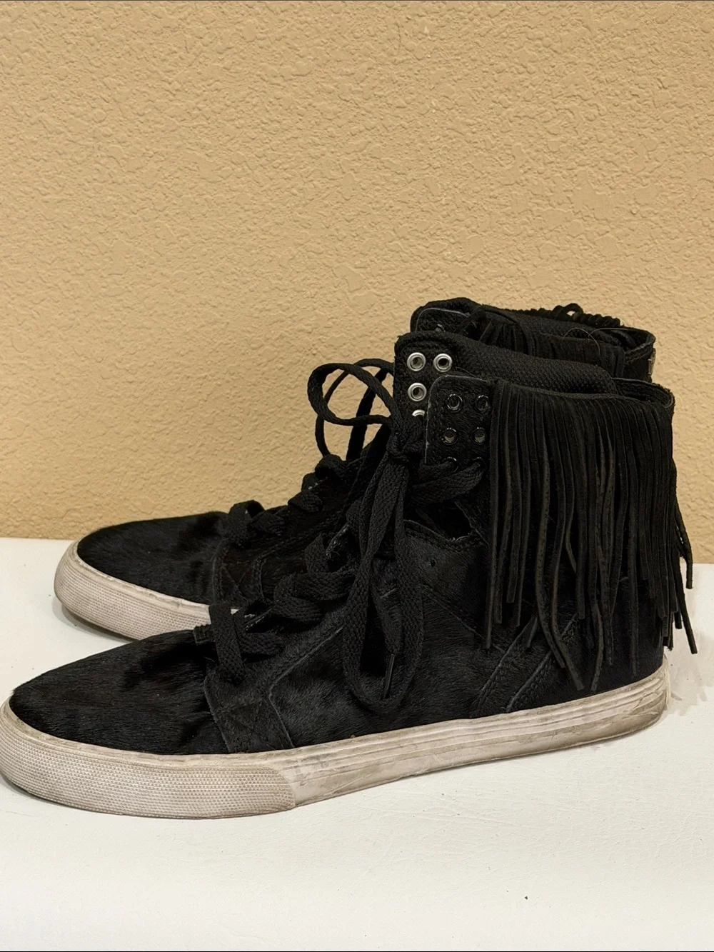 Supra Women's Black Fringe High-Top Sneakers